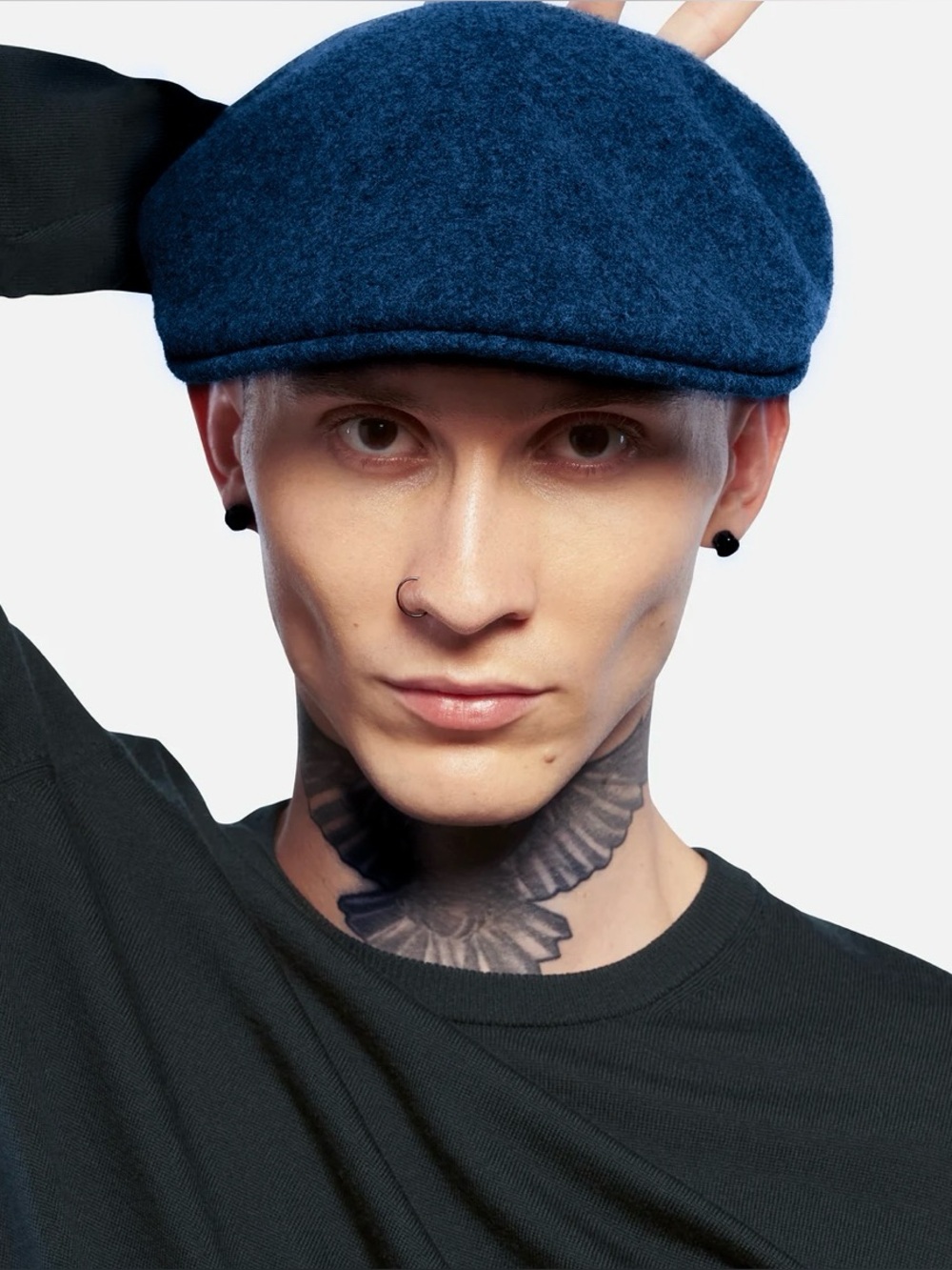 Kangol 504 Wool Flat Cap Navy Newsboy Hat XL 0258BC01